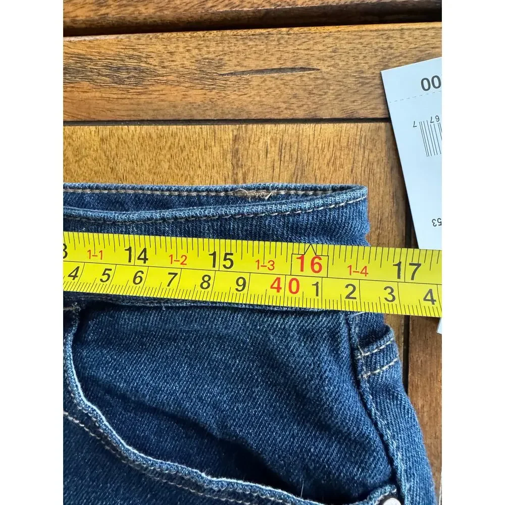 NWT Love Fire Crop Kick Flare Jeans Size 15 Dark Wash Distressed - Picture 9 of 10